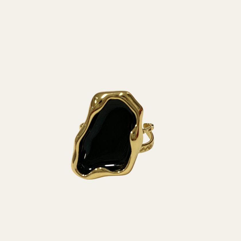 Anillo Nala de esmalte negro con dorado